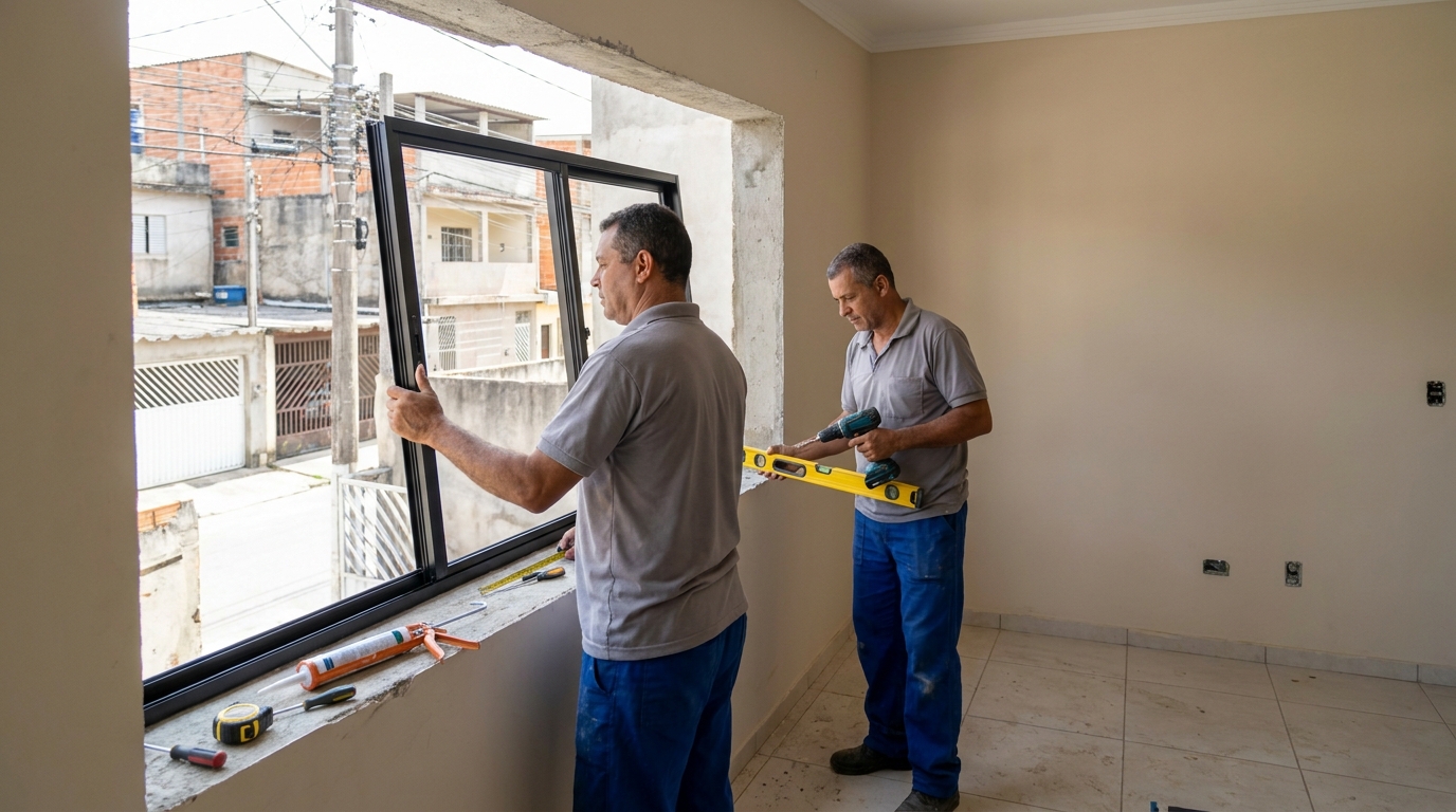 Esquadria de alumínio com vista para rua em Diadema-SP
